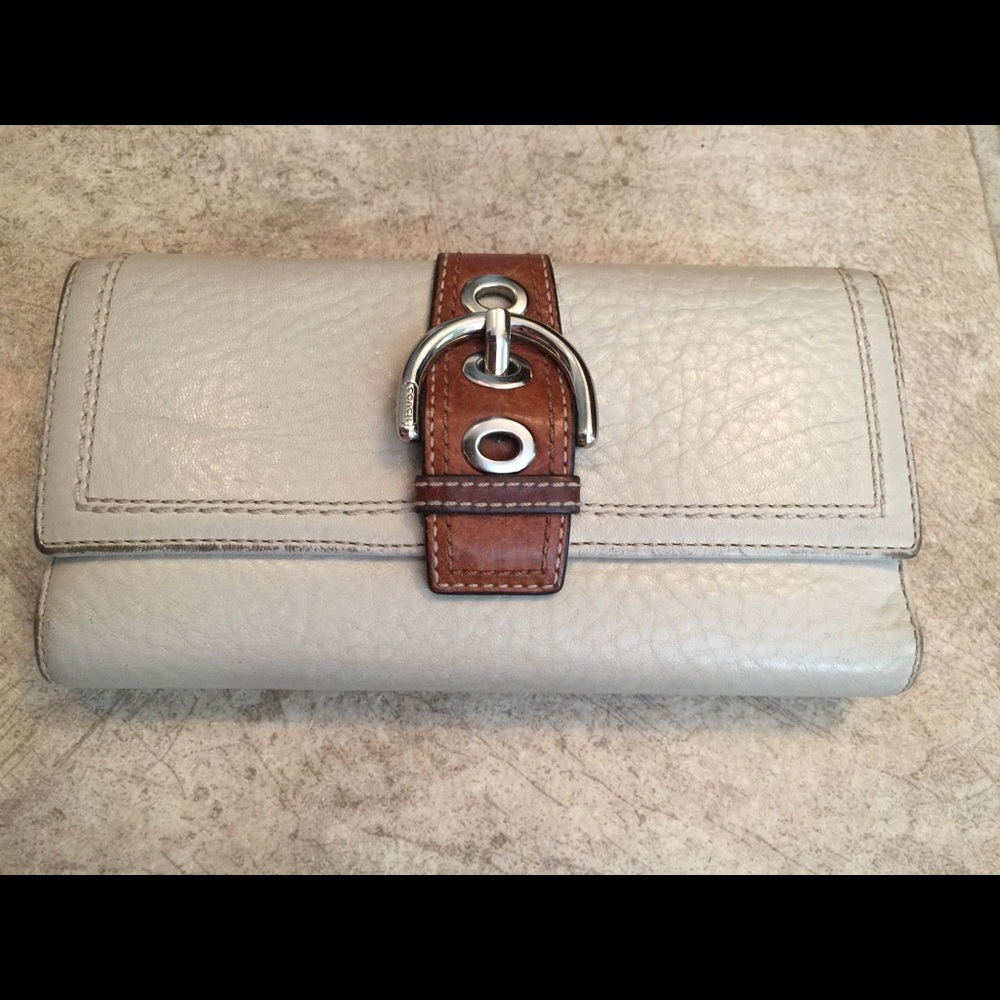 Coach offwhite checkbook wallet
